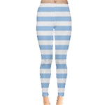 Horizontal Stripes - White and Baby Blue Women s Leggings