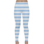 Horizontal Stripes - White and Baby Blue Yoga Leggings