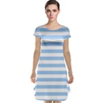 Horizontal Stripes - White and Baby Blue Cap Sleeve Nightdress