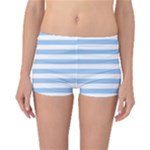 Horizontal Stripes - White and Baby Blue Reversible Boyleg Bikini Bottoms