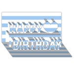 Horizontal Stripes - White and Baby Blue Happy Birthday 3D Greeting Card (8x4)