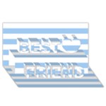 Horizontal Stripes - White and Baby Blue Best Friends 3D Greeting Card (8x4)
