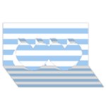 Horizontal Stripes - White and Baby Blue Twin Hearts 3D Greeting Card (8x4)