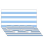 Horizontal Stripes - White and Baby Blue Twin Heart Bottom 3D Greeting Card (8x4)