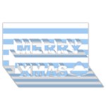 Horizontal Stripes - White and Baby Blue Merry Xmas 3D Greeting Card (8x4)