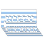 Horizontal Stripes - White and Baby Blue Happy New Year 3D Greeting Card (8x4)