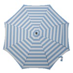Horizontal Stripes - White and Baby Blue Hook Handle Umbrella (Small)