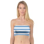 Horizontal Stripes - White and Iceberg Blue Bandeau Top