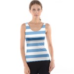 Horizontal Stripes - White and Iceberg Blue Tank Top