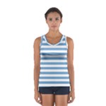 Horizontal Stripes - White and Iceberg Blue Women s Sport Tank Top