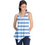 Horizontal Stripes - White and Iceberg Blue Sleeveless Tunic