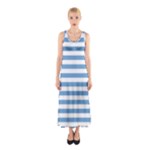 Horizontal Stripes - White and Iceberg Blue Full Print Maxi Dress