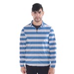 Horizontal Stripes - White and Iceberg Blue Wind Breaker (Men)