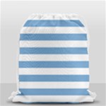 Horizontal Stripes - White and Iceberg Blue Drawstring Bag (Small)