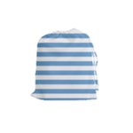 Horizontal Stripes - White and Iceberg Blue Drawstring Pouch (M)