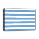 Horizontal Stripes - White and Iceberg Blue Deluxe Canvas 18  x 12  (Stretched)