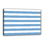 Horizontal Stripes - White and Iceberg Blue Canvas 18  x 12  (Stretched)
