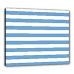 Horizontal Stripes - White and Iceberg Blue Canvas 24  x 20  (Stretched)