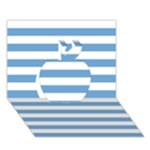 Horizontal Stripes - White and Iceberg Blue Apple 3D Greeting Card (7x5)