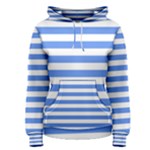 Horizontal Stripes - White and Cornflower Blue Women s Pullover Hoodie