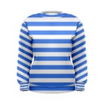 Horizontal Stripes - White and Cornflower Blue Women s Sweatshirt
