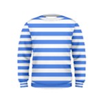 Horizontal Stripes - White and Cornflower Blue Kid s Sweatshirt