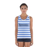 Horizontal Stripes - White and Cornflower Blue Women s Sport Tank Top