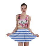 Horizontal Stripes - White and Cornflower Blue Mini Skirt