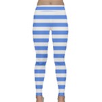 Horizontal Stripes - White and Cornflower Blue Yoga Leggings