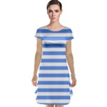 Horizontal Stripes - White and Cornflower Blue Cap Sleeve Nightdress
