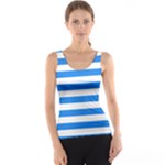 Horizontal Stripes - White and Dodger Blue Tank Top