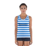 Horizontal Stripes - White and Dodger Blue Women s Sport Tank Top