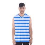 Horizontal Stripes - White and Dodger Blue Men s Basketball Tank Top