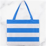 Horizontal Stripes - White and Dodger Blue Mini Tote Bag