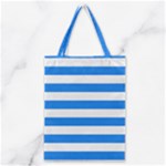Horizontal Stripes - White and Dodger Blue Classic Tote Bag