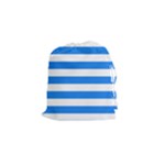 Horizontal Stripes - White and Dodger Blue Drawstring Pouch (S)
