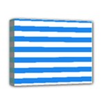 Horizontal Stripes - White and Dodger Blue Deluxe Canvas 14  x 11  (Stretched)