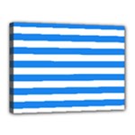 Horizontal Stripes - White and Dodger Blue Canvas 16  x 12  (Stretched)
