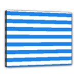 Horizontal Stripes - White and Dodger Blue Canvas 20  x 16  (Stretched)