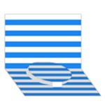 Horizontal Stripes - White and Dodger Blue Circle Bottom 3D Greeting Card (7x5)