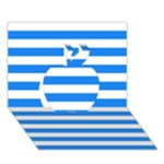 Horizontal Stripes - White and Dodger Blue Apple 3D Greeting Card (7x5)