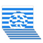 Horizontal Stripes - White and Dodger Blue Peace Sign 3D Greeting Card (7x5)