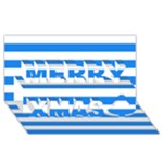Horizontal Stripes - White and Dodger Blue Merry Xmas 3D Greeting Card (8x4)