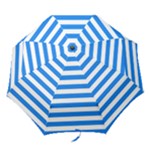 Horizontal Stripes - White and Dodger Blue Folding Umbrella