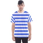 Horizontal Stripes - White and Royal Blue Men s Sport Mesh Tee