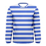 Horizontal Stripes - White and Royal Blue Men s Long Sleeve T-shirt