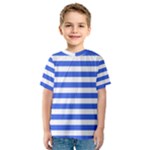 Horizontal Stripes - White and Royal Blue Kid s Sport Mesh Tee