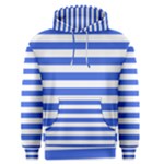 Horizontal Stripes - White and Royal Blue Men s Pullover Hoodie