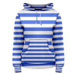 Horizontal Stripes - White and Royal Blue Women s Pullover Hoodie