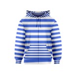 Horizontal Stripes - White and Royal Blue Kid s Zipper Hoodie